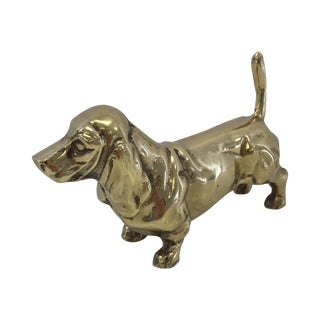 Heavy Brass Vintage Dog Figurine For Sale