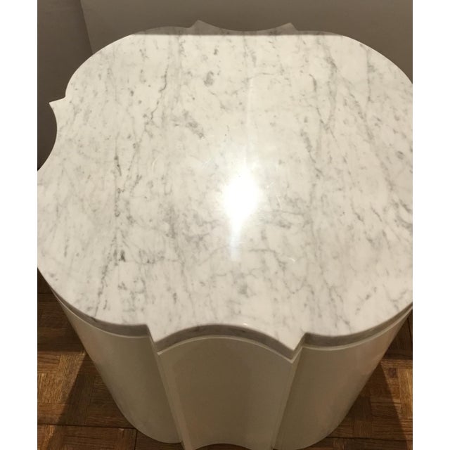 Modern White Marble Quatrefoil Side Tables Pair Prototypes Chairish