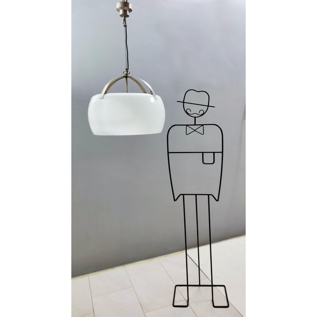 Mid-Century Modern Large White Hanging Lamp attributed to Vico Magistretti for Artemide, 1962 For Sale - Image 3 of 8
