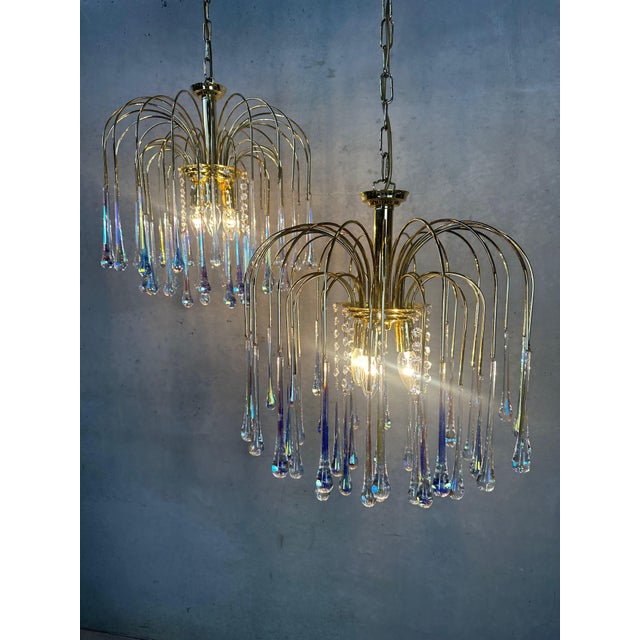 Gold Hollywood Regency Teardrop Chandelier from Massive, 1970s For Sale - Image 8 of 12