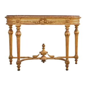 19th Century French Empire Neoclassical Marble Top Console Table