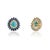 Metal Art Deco 17ct Turquoise & Blue Sapphire Statement Earrings With Diamonds in 14k Gold- A Pair For Sale - Image 7 of 17