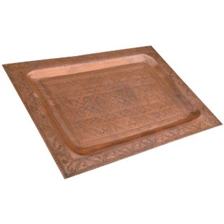 Late 20th Century Handmade Moorish-Patterned Copper Tray For Sale