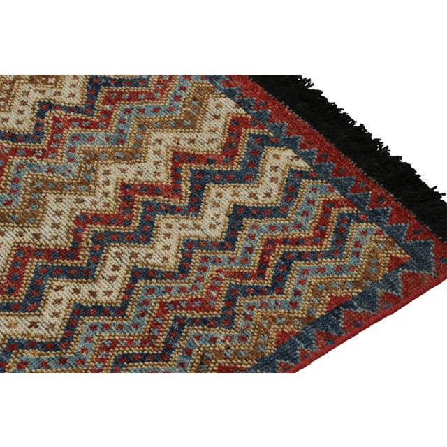 2010s Rug & Kilim’s Antique Tribal Style Rug in Red, Blue, Brown & White Patterns For Sale In New York - Image 6 of 8