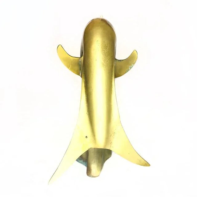 1980s Vintage Brass Dolphin Figurine For Sale - Image 4 of 10