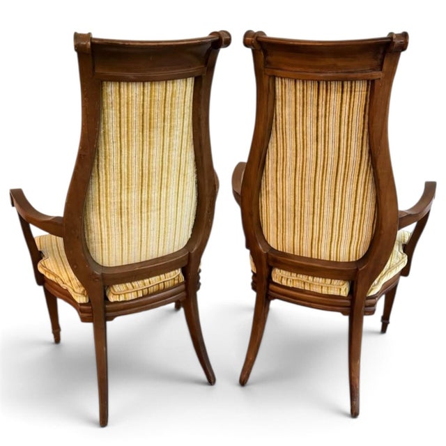Wood 1920s Exceptional Pair of French Neoclassical Directoire Style High-Back Armchairs For Sale - Image 7 of 7