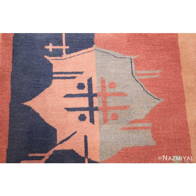Textile Nazmiyal Collection Vintage Indian Shabby Chic Art Deco Rug For Sale - Image 7 of 9