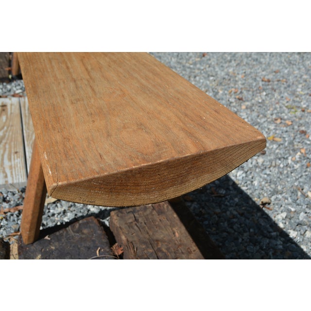 Handcrafted 96" Long Wooden Backless Bench Seat W/ Log Style Legs For Sale - Image 4 of 15