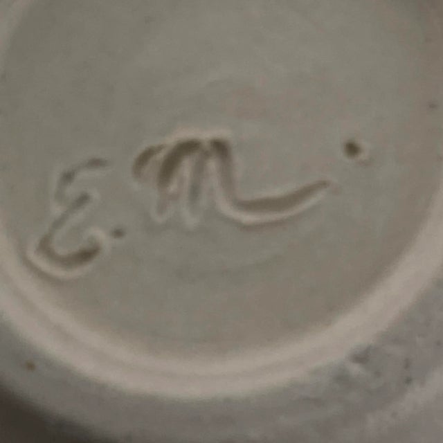 Vintage Studio Pottery Vase With Flower Blossoms & Applied Relief Branch Signed E. M. For Sale - Image 10 of 11