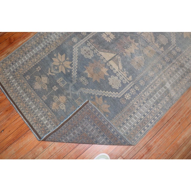 Vintage Zabihi Collection Tribal Blue Turkish Rug - 3'7" x 6'1" For Sale - Image 4 of 8
