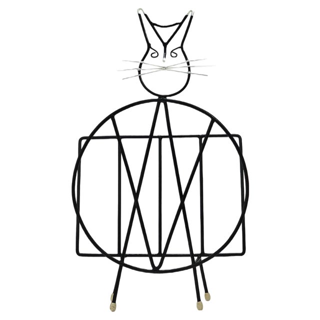 Mid-Century Cat Shaped Magazine Stand in Iron, Italy, 1950s For Sale