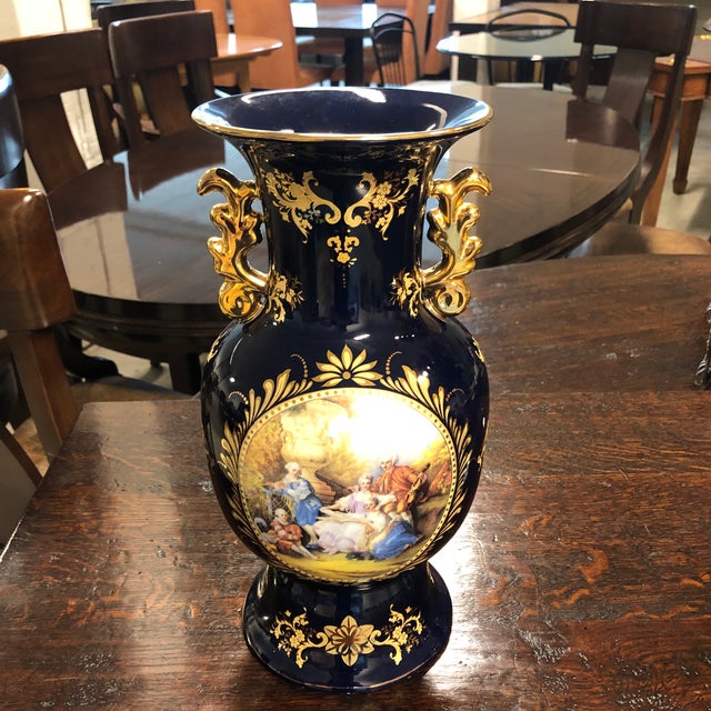 Vintage Limoges French Cobalt + Gold Vase Chairish