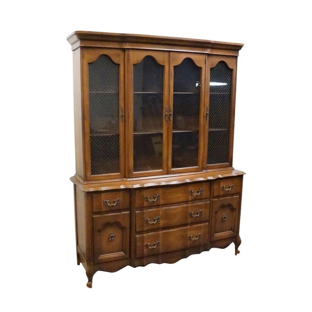 Broyhill Broyhill Furniture Solid Hard Rock Maple Country French Provincial 59" Buffet W. China Cabinet 5000-10 / 5000-20 For Sale - Image 4 of 15