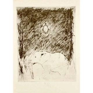 Donald Saff, Large Donald Saff Surrealist Pop Art Aquatint Etching African Elephant, c.1980 For Sale