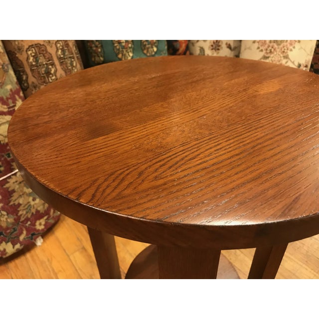 2020s Crafters and Weavers Mission Style Oak Round End Table - Michael's Cherry For Sale - Image 5 of 6