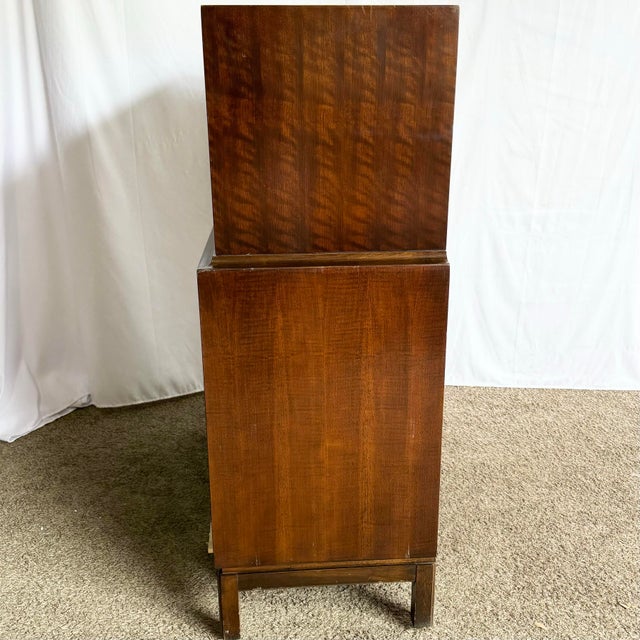 Brown Mid Century Modern Burl Wood Highboy Dresser by Thomasville For Sale - Image 8 of 12