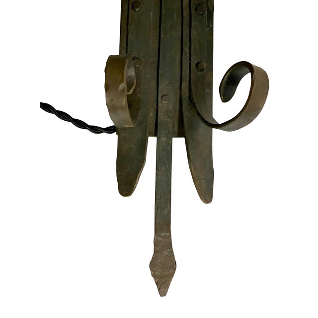 Mid 20th Century Brutalist Hand Forged Iron and Pewter Wall Sconce For Sale - Image 15 of 18