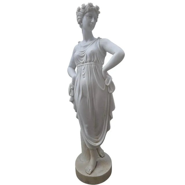 Hand-Carved Italian Marble Sculpture of, 19th-Century Young Woman, 1950s For Sale - Image 3 of 6