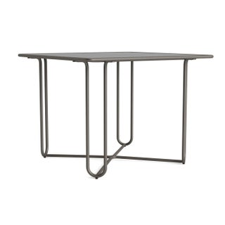 Brown Jordan Walter Lamb Aluminum 38" Square Dining Table, Glass Top, Mica frame For Sale