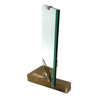 Hollywood Regency Glass and Brass Picture Frame, Italy, 1970s For Sale