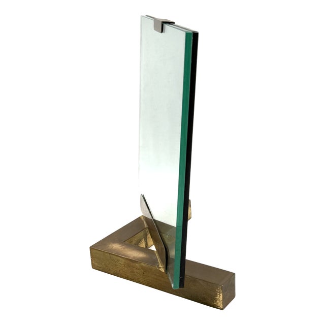 Hollywood Regency Glass and Brass Picture Frame, Italy, 1970s For Sale