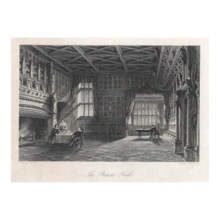 The Baron's Hall Antique Engraving For Sale