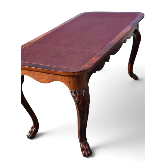 American 19th Century American Walnut Center/Desk/Parlor Table/New Reddish Brown Leather. For Sale - Image 3 of 18