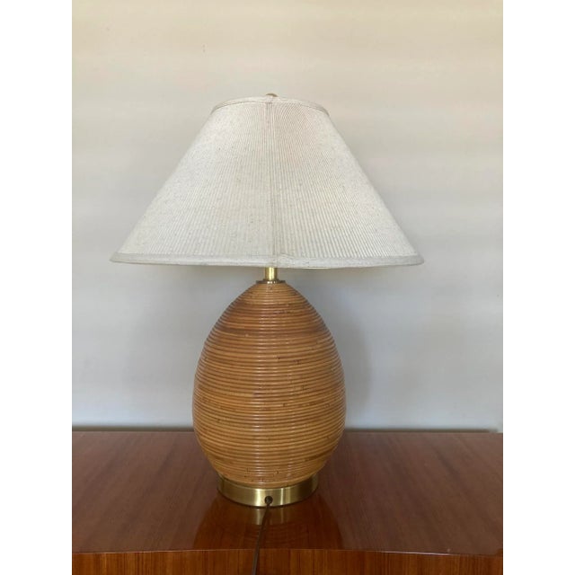 1970s Pencil Reed Lamps With Micro Pleat Shades in the Style of Gabriella Crespi For Sale - Image 4 of 8