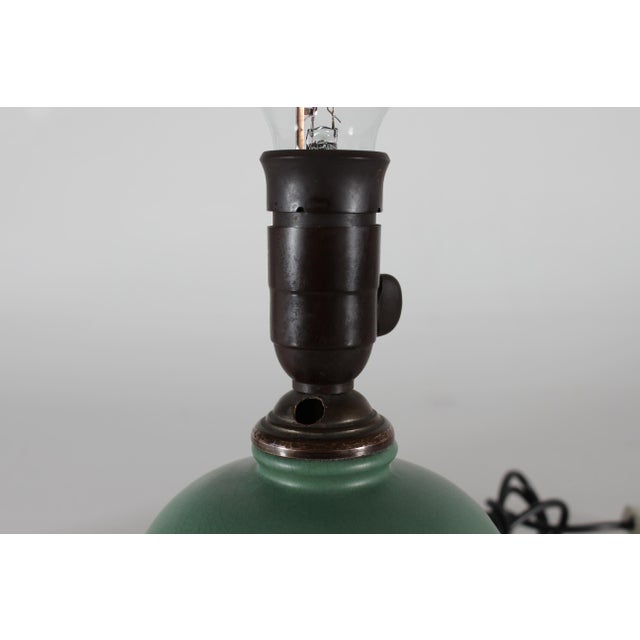 Black Danish Art Deco Green Ceramic Ball Table Lamp by P. Ipsens Enke, 1940s For Sale - Image 8 of 11