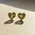 Geometric Heart Peridot Stud Earrings, Silver, Gold, Pair For Sale - Image 6 of 8