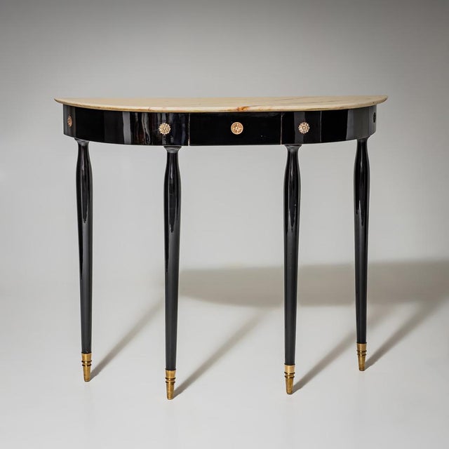 Ebonized Demi-Lune Console Table, 1950s For Sale - Image 9 of 9