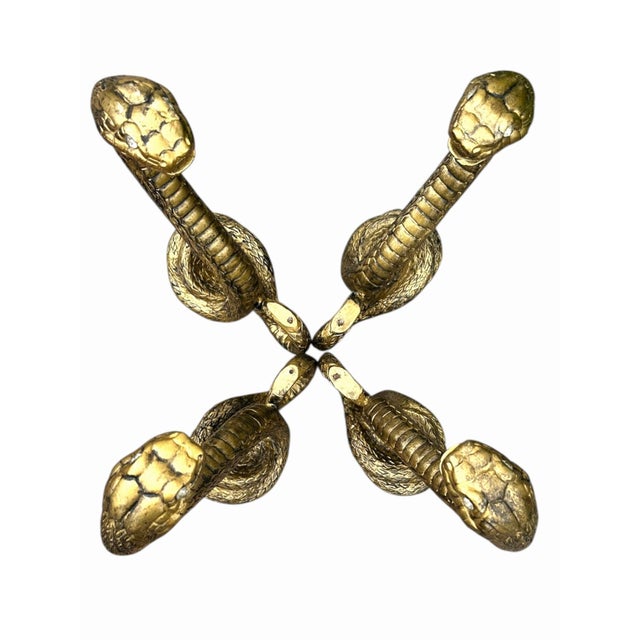Figurative 1970s Serpent Cocktail Coffee Table Glass 2 Tier Alain Chervet Style Gold Tone For Sale - Image 3 of 11