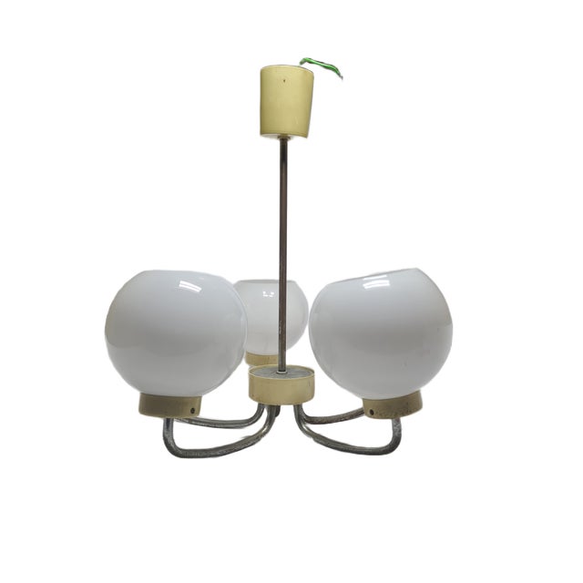 Vintage Pendant Light in Brass and Glass, Poland, 1970s For Sale - Image 10 of 10