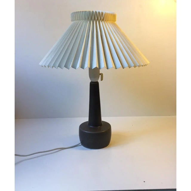 - Danish ceramic table lamp with a dense grey glaze - Similar to the techniques popularized by Bernt Friberg and Palshus -...
