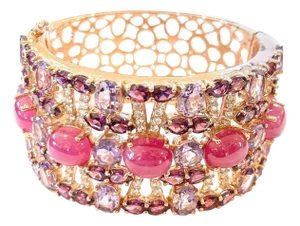 Bochic “Capri” Natural Ruby & Amethyst Cuff Set In 18K Gold & Silver