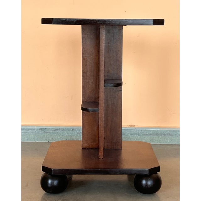 Italian Art Deco Burl Walnut Coffee Side Table With Ebonized Legs For Sale - Image 4 of 8