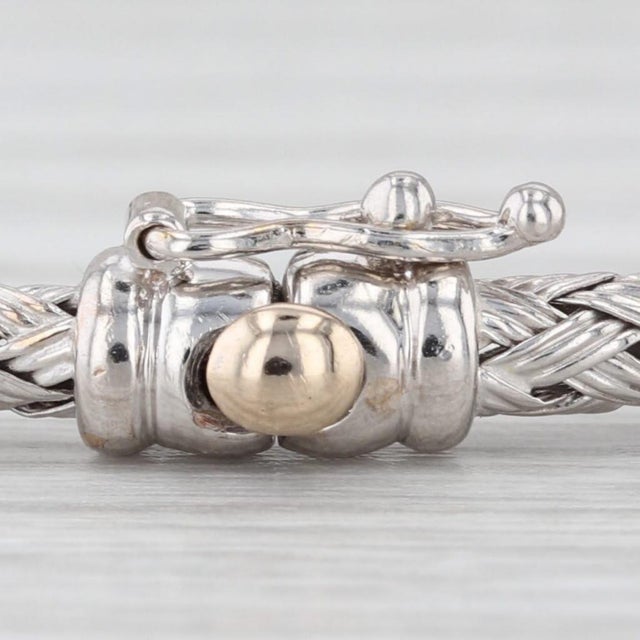 Basketweave Bangle Bracelet 18k White Gold 6.75" 2.8mm For Sale - Image 4 of 6