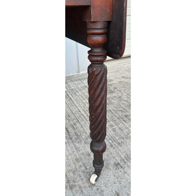Early 19th Century Antique Mahogany Country Sheraton Drop Leaf Table For Sale - Image 5 of 11