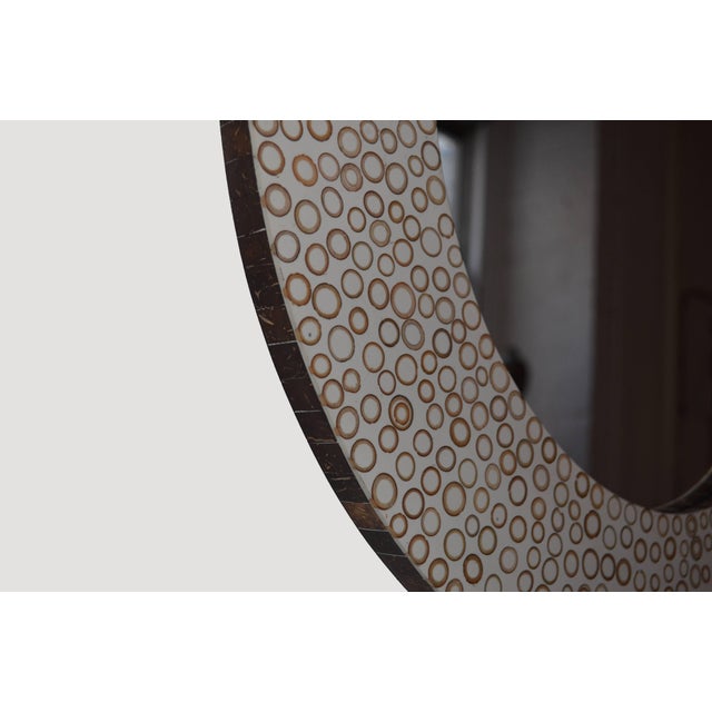Contemporary Andrianna Shamaris Bamboo Inlay Round Mirror For Sale - Image 3 of 5