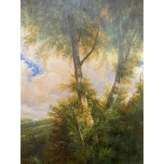 Large Impressionistic Oil on Canvas Painting of Farmers With Cattle, Framed For Sale - Image 4 of 10