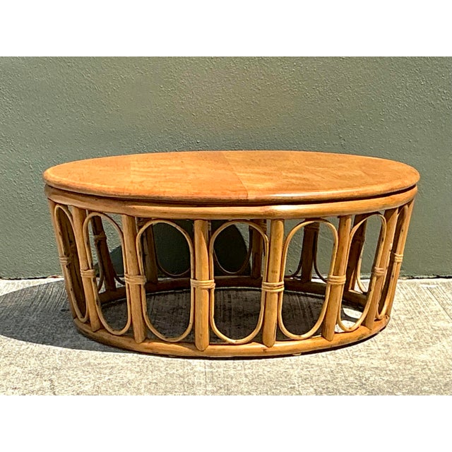 Late 20th Century Vintage Looped Rattan Coffee Table For Sale - Image 5 of 12