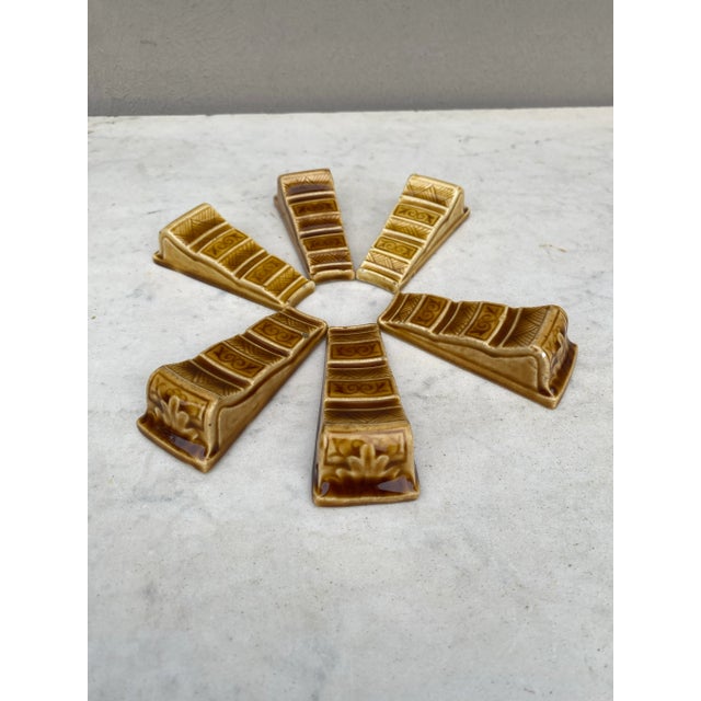 Late 19th Century Majolica Knife Rests Choisy Le Roi Circa 1890-A Set of 6 For Sale - Image 5 of 8
