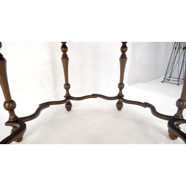 Very Fine Spanish Colonial Figural Stretcher Base Round Banded Center Table MINT For Sale - Image 12 of 13