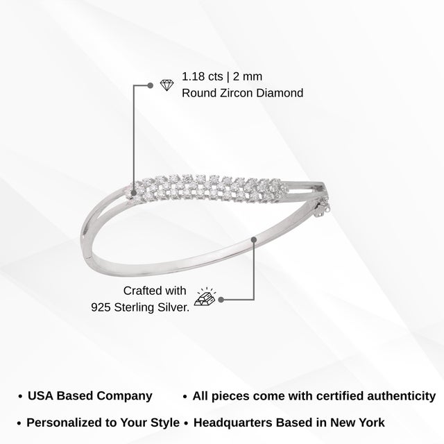 Hallmarked 925 Cubic Zirconia Hinged Wavy Bangle Bracelet for Women - Christmas Gift For Sale - Image 10 of 13