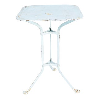 French Simple Light Blue Square Outdoor Metal Table, 1950s For Sale