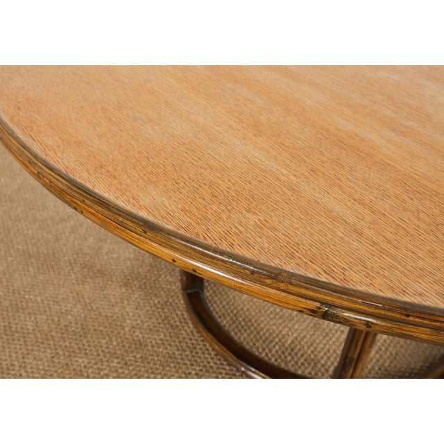 McGuire Organic Modern Round Rattan Oak Dining Table For Sale In Sacramento - Image 6 of 13