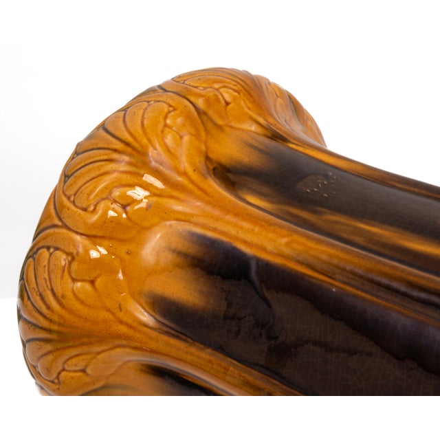 214 Antique Art Pottery Majolica Art Nouveau Umbrella Stand McCoy Roseville Weller For Sale - Image 10 of 14