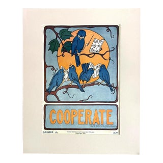 Original Vintage 1930s Character Culture Poster, "Cooperate", in 16x20 Mat For Sale