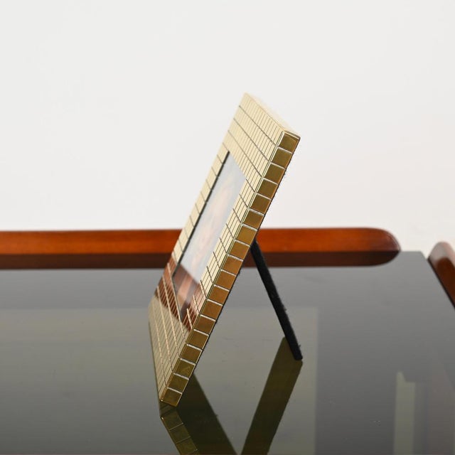 Gold Mid-Century Brass Photo Frame attributed to Dupont, France, 1970s For Sale - Image 8 of 15