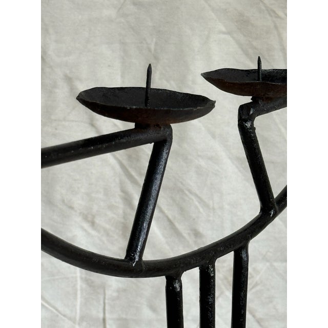 Vintage Art Nouveau Wrought Iron Candle Holder For Sale - Image 4 of 11